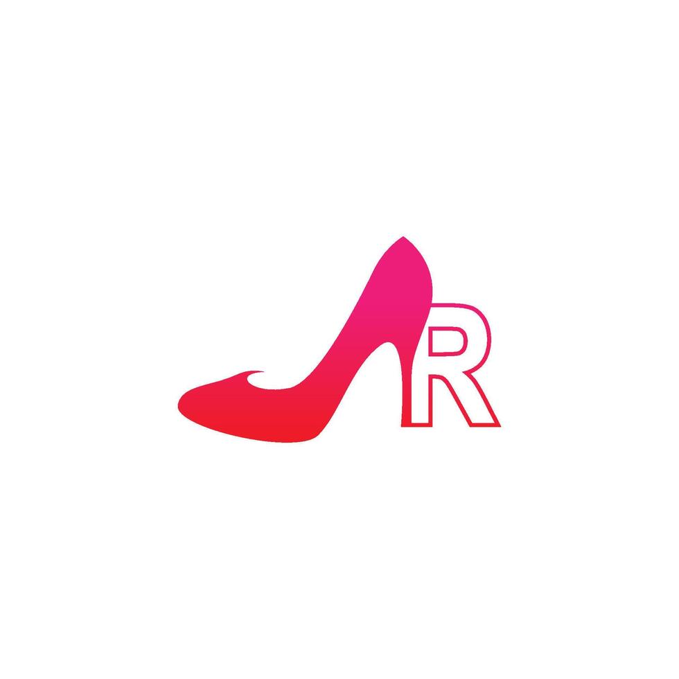 bokstaven r med kvinnor sko, högklackat logotyp ikon design vektor