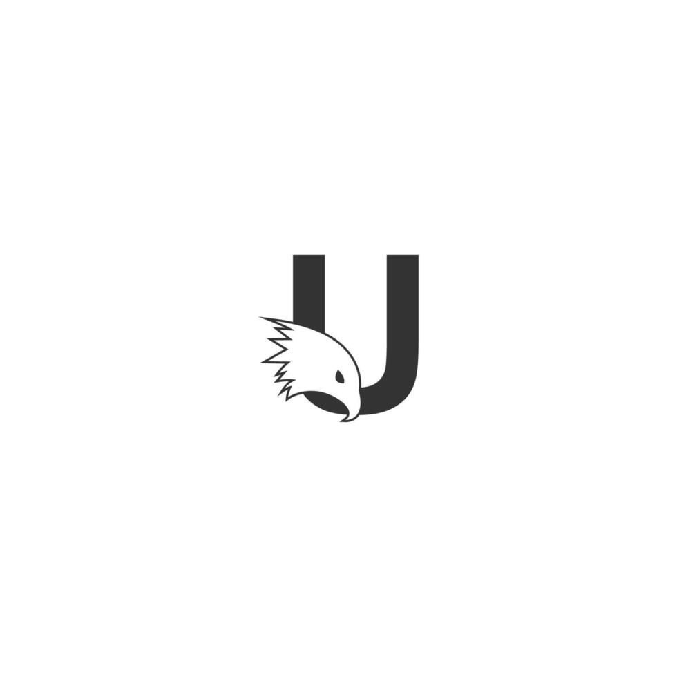 Buchstabe u-Logo-Symbol mit Falkenkopf-Design-Symbolvorlage vektor