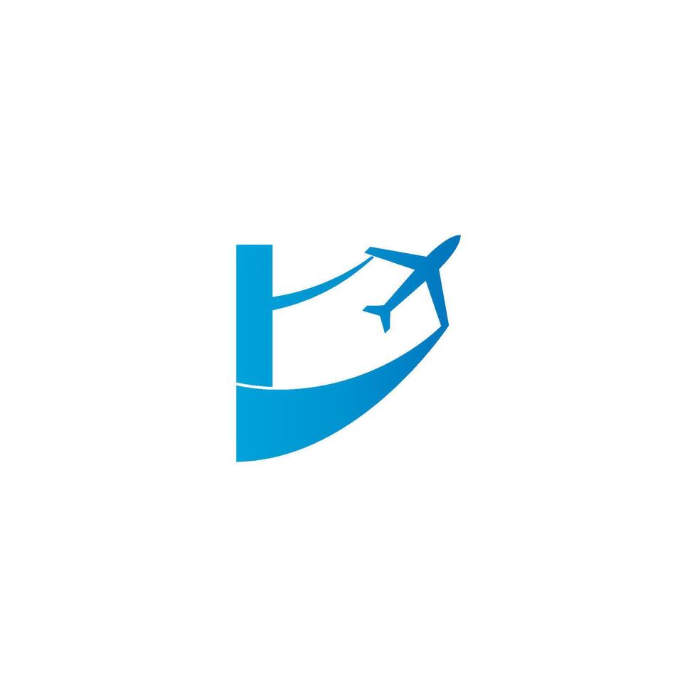 Buchstabe i mit Flugzeug-Logo-Icon-Design-Vektor-Illustration vektor