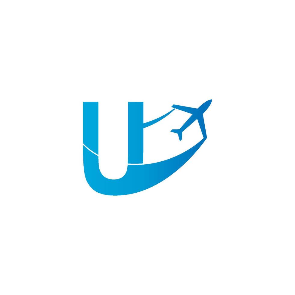 Buchstabe u mit Flugzeug-Logo-Icon-Design-Vektor-Illustration vektor