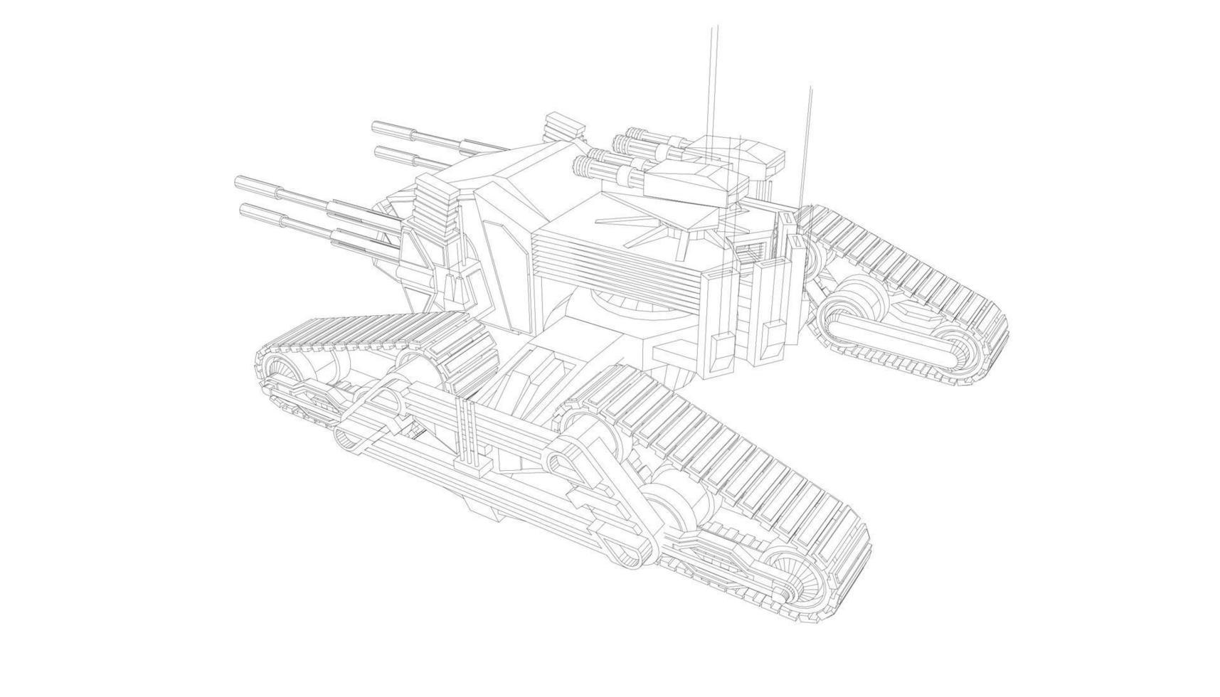 Strichzeichnungen von Militärpanzern vektor