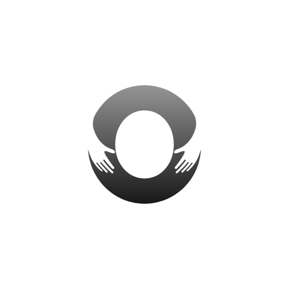 bokstaven o logotyp ikon med hand design symbol mall vektor