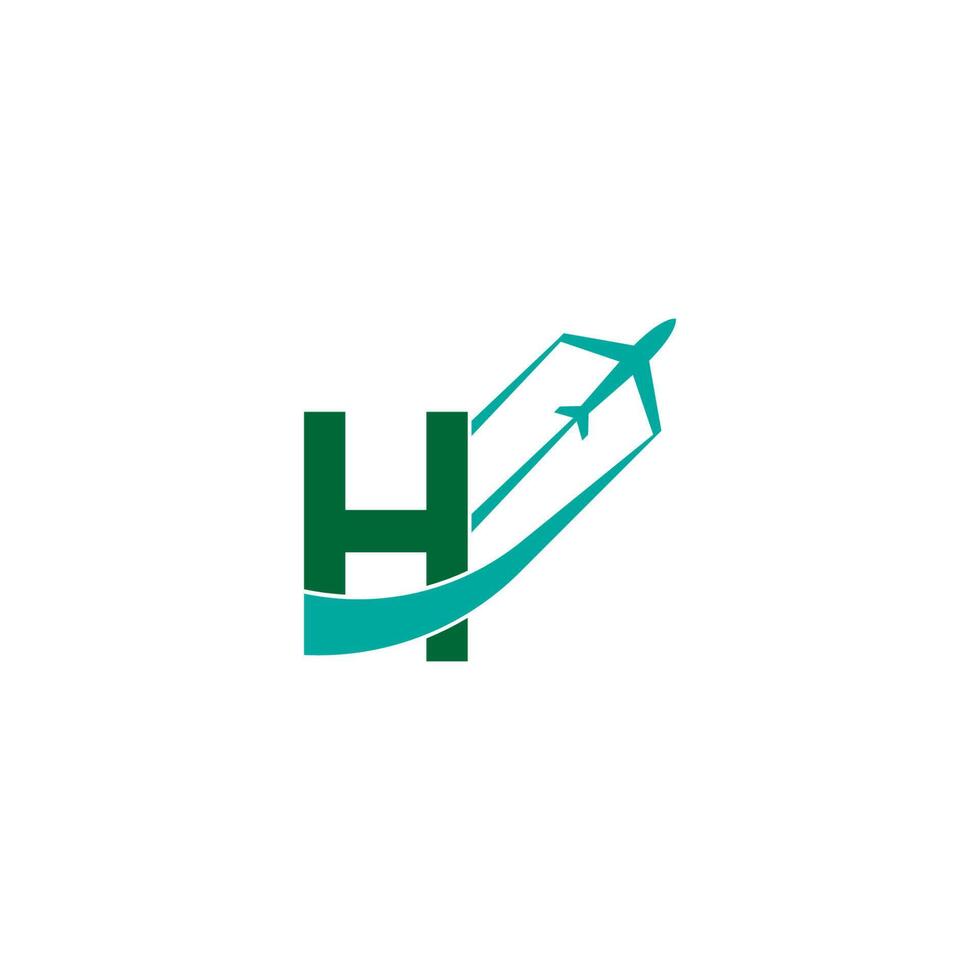 bokstaven h med plan logotyp ikon design vektor