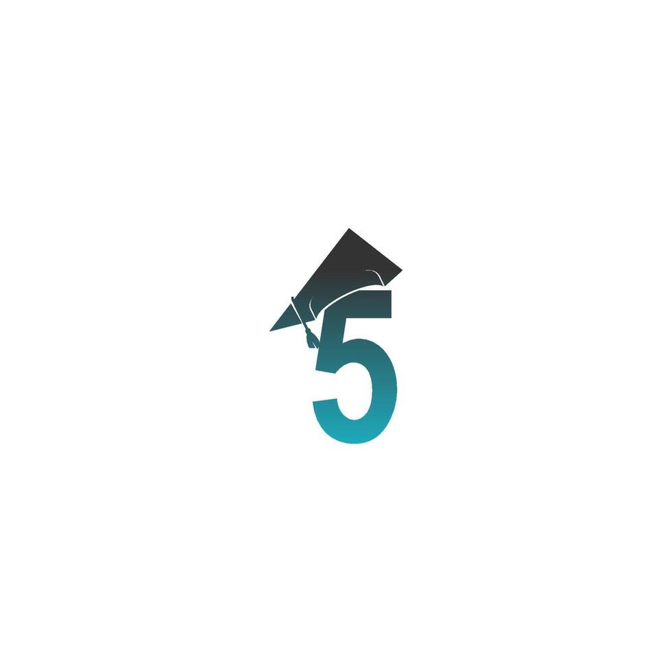 Nummer 5 Logo-Symbol mit Abschlusshut-Designvektor vektor