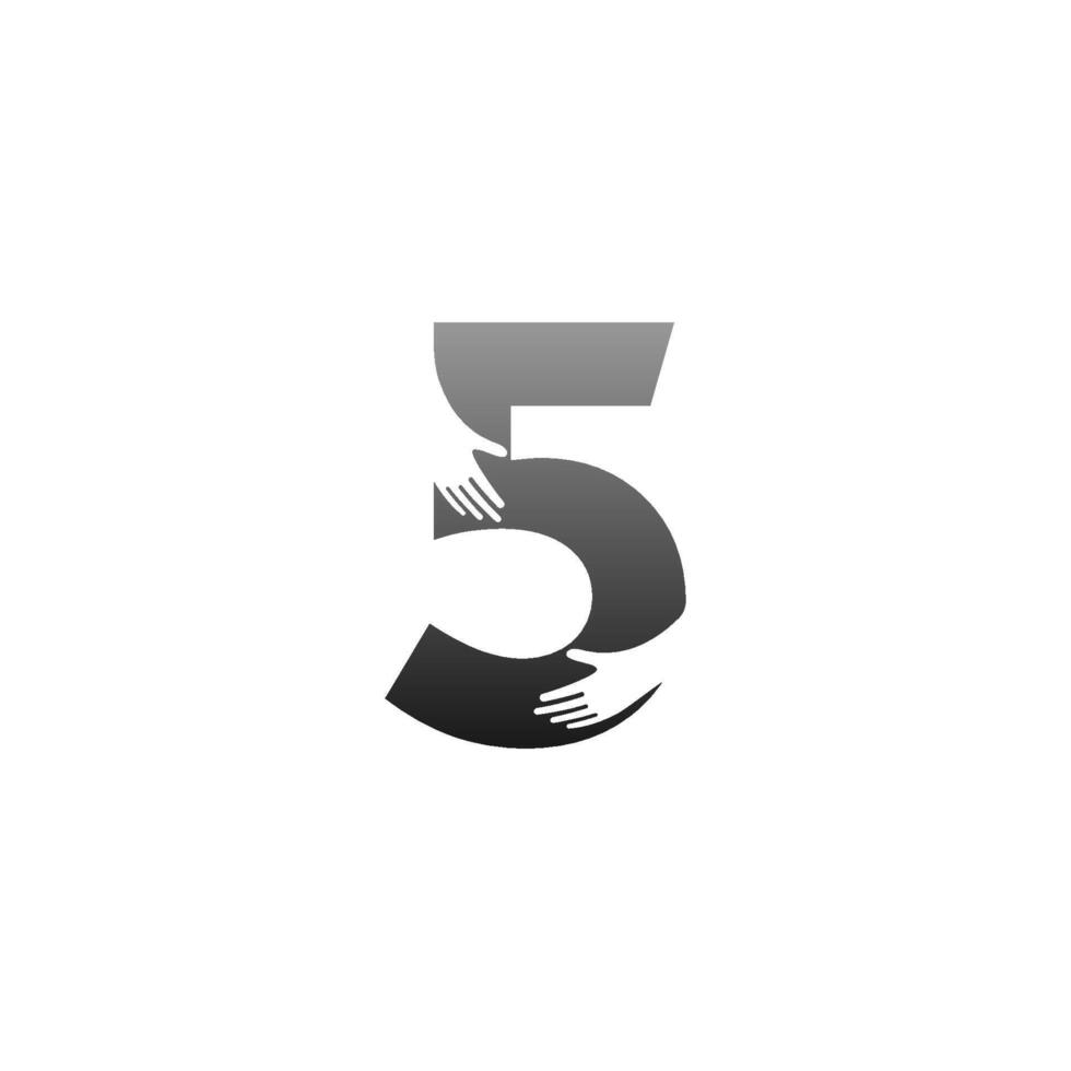Nummer 5 Logo-Symbol mit Handdesign-Symbolvorlage vektor
