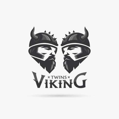 Tvillingar vikinghuvud vektor