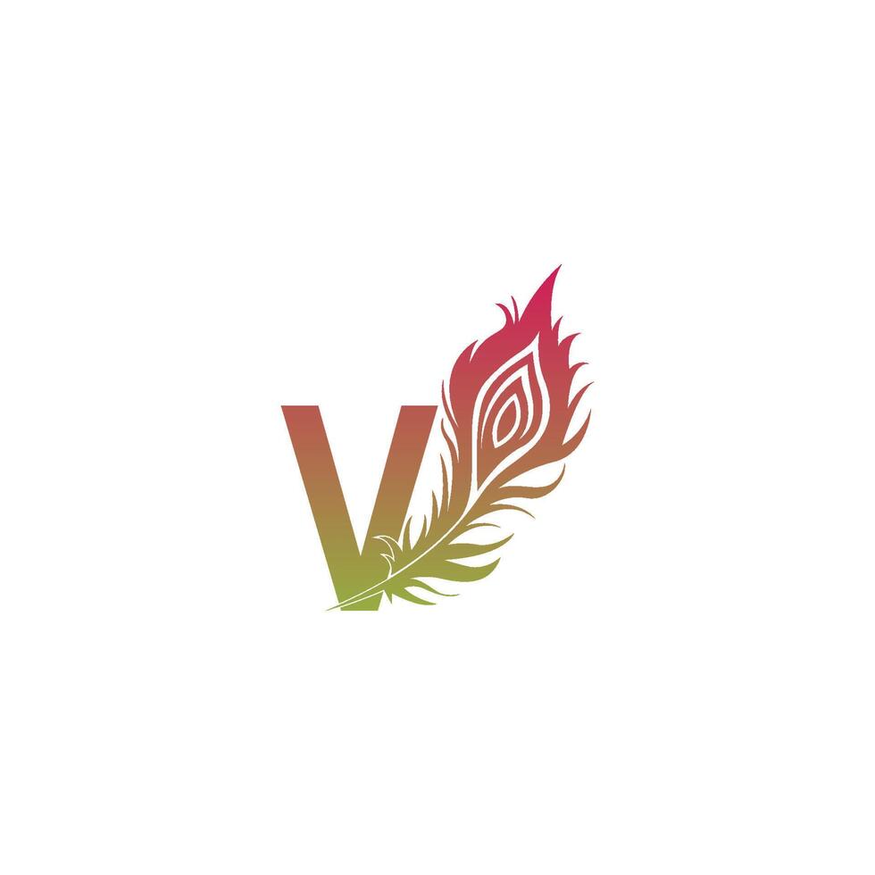 bokstaven v med fjäder logotyp ikon design vektor