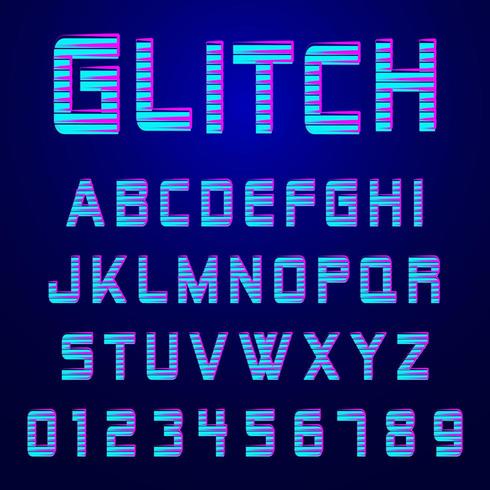 Alphabet Schrift Glitch-Effekt-Design vektor