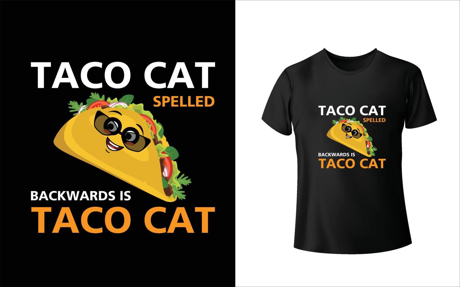 Taco-Katze buchstabierte rückwärts Taco-Katzen-T-Shirt Entwurf vektor