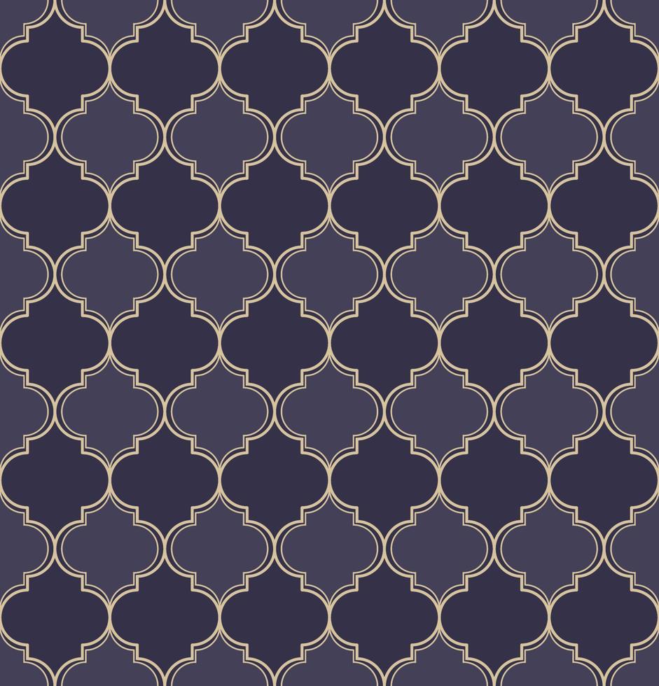 marockansk spaljé eller geometrisk quatrefoil seamless mönster med samtida blå och gula guld färg bakgrund. använd för tyg, textil, omslag, inredningselement, omslag. vektor