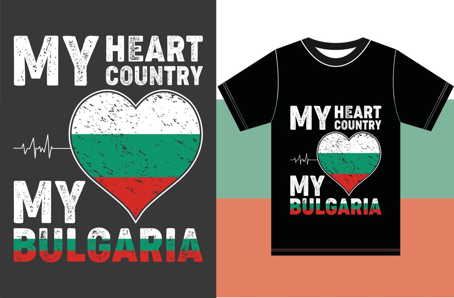 mitt hjärta, mitt land, mitt bulgaria.bulgaria flagga t-shirt design. vektor