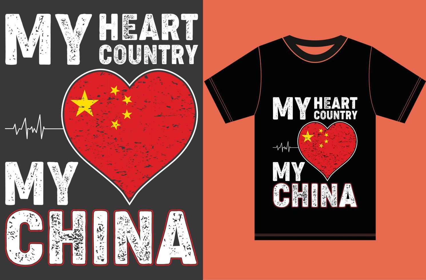 mein Herz, mein Land, mein Porzellan. china flag t-shirt design.typografie vektordesign. vektor
