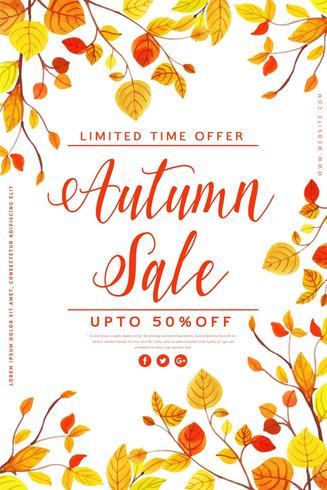 Akvarell Autumn Leaves Sale-affisch vektor