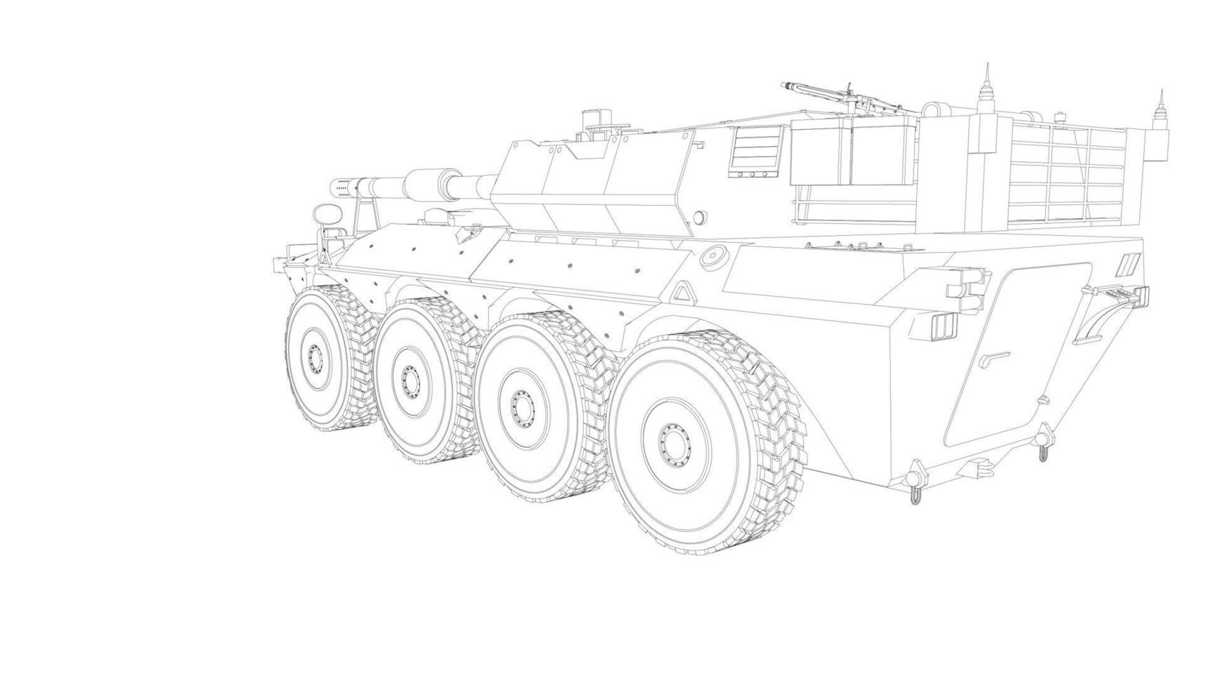 linjekonst av jagare tank vektor