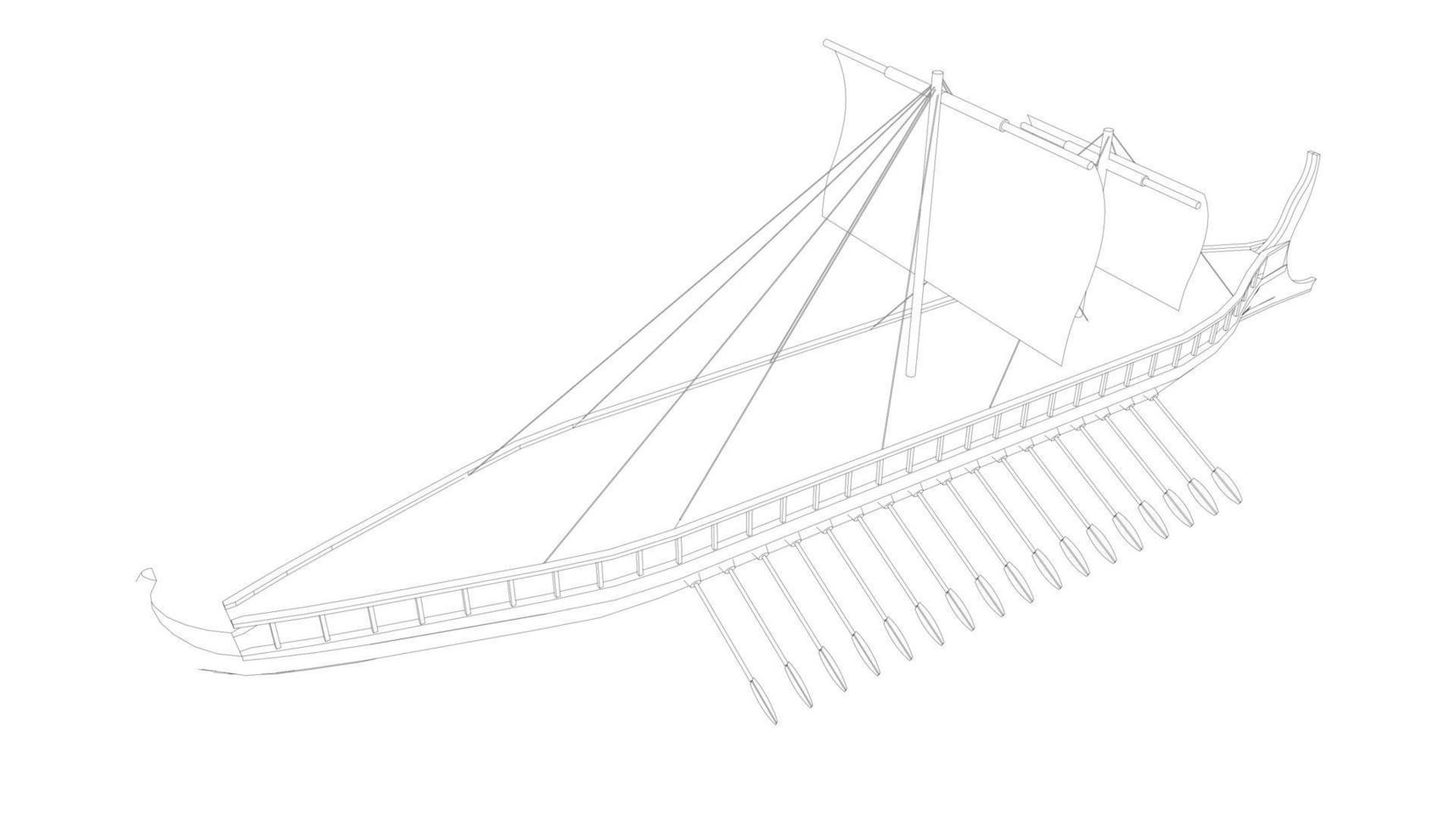 klassisk segelbåt i lineart stil vektor