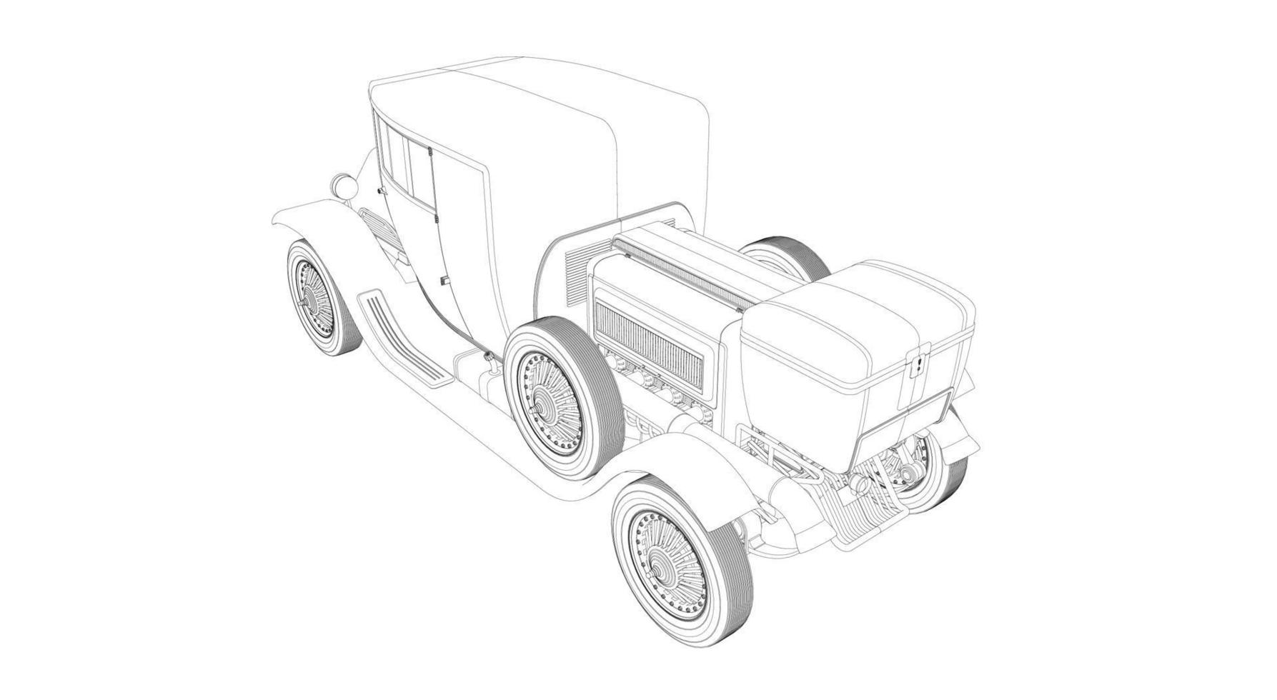 altes Auto Design Strichzeichnungen vektor