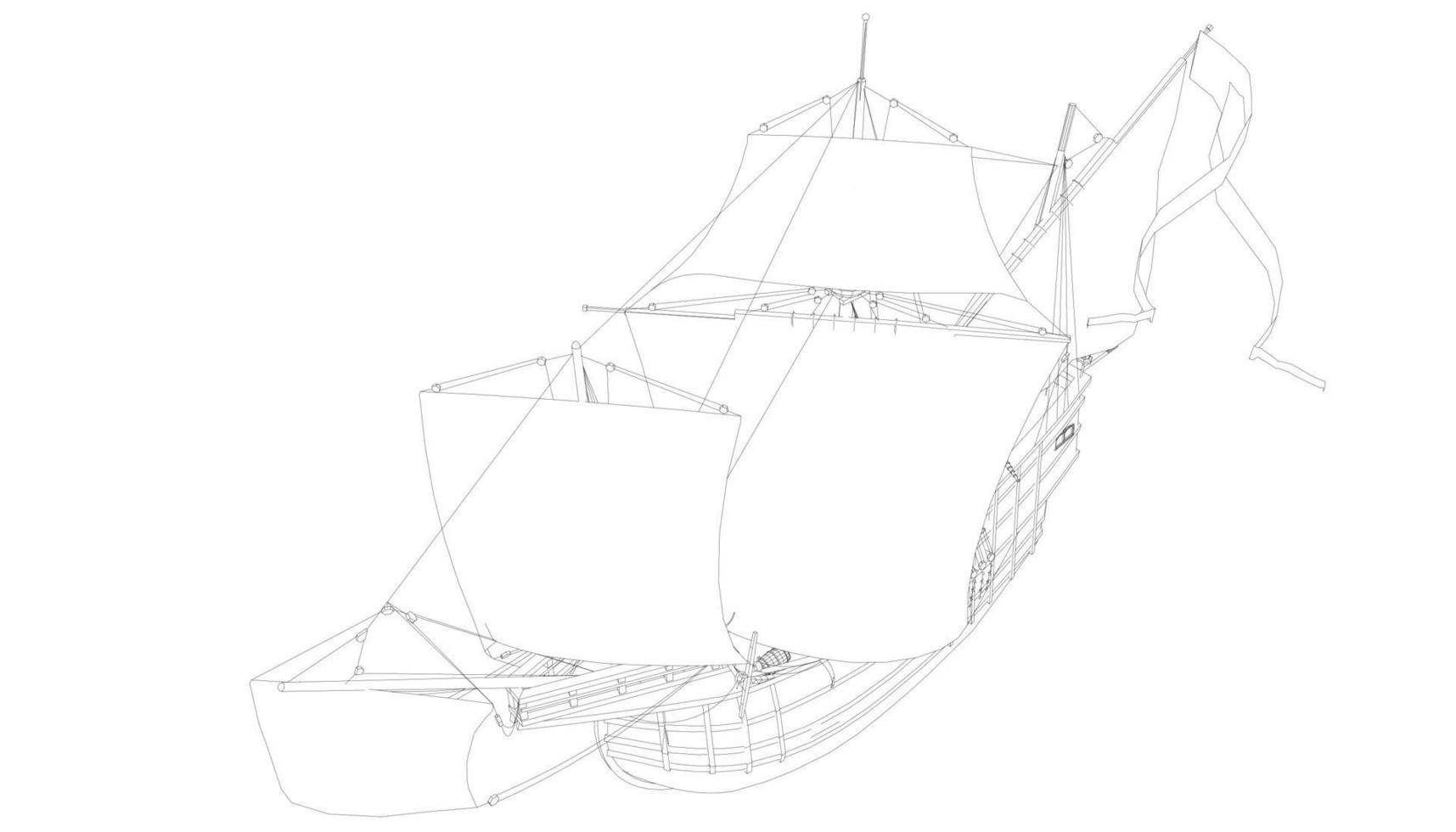 Klassisches Segelboot im Lineart-Stil vektor