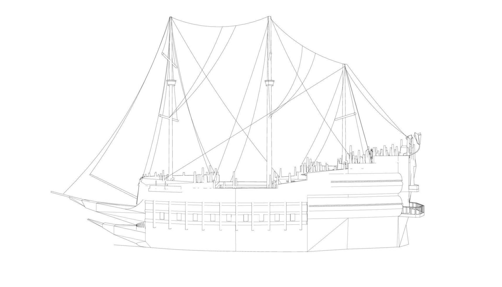 Klassisches Segelboot im Lineart-Stil vektor