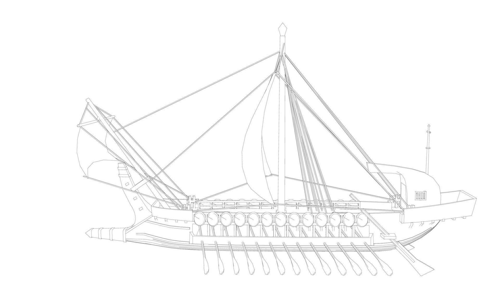 klassisk segelbåt i lineart stil vektor