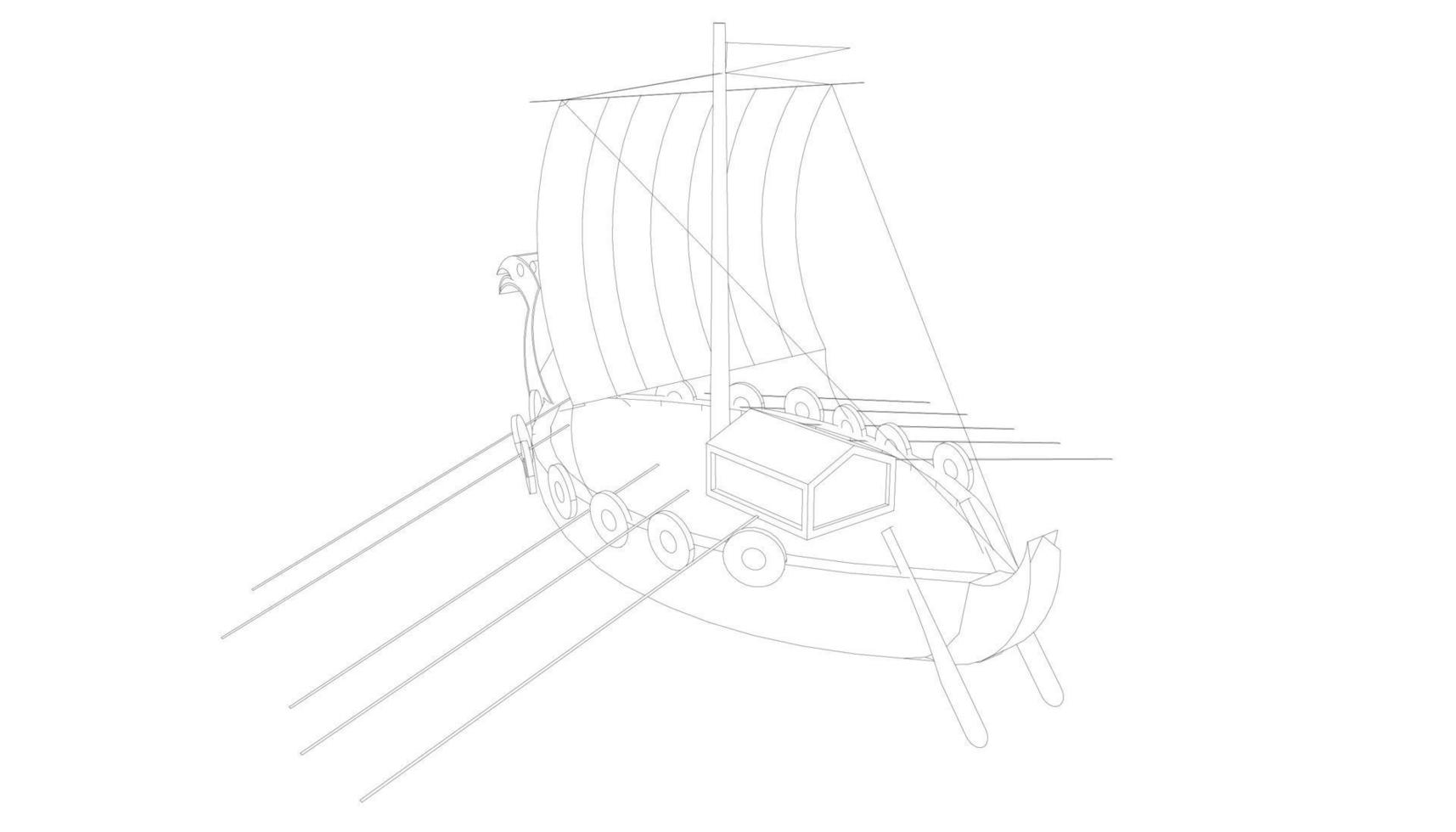 klassisk segelbåt i lineart stil vektor