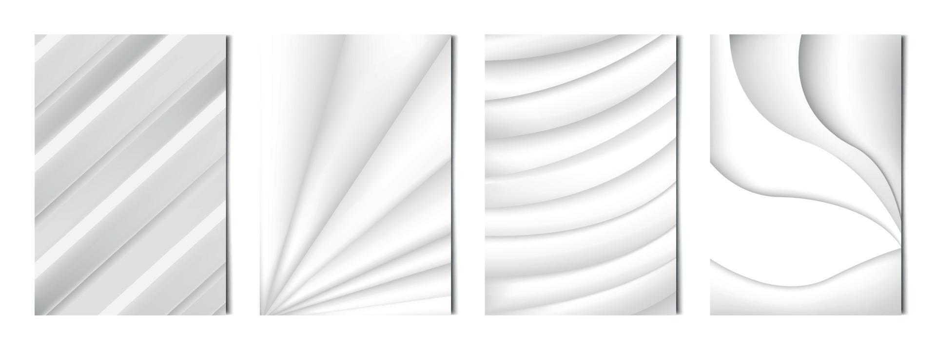 Satz von 4 Stück abstrakten hellen Hintergründen wellige weiße Linien, Vorlagen für Werbung, Visitenkarten, Texturen - Vektor