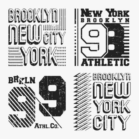 Brooklyn New York vintage t-shirt stämpeluppsättning vektor