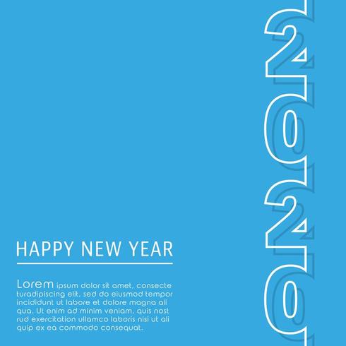 2020 guten Rutsch ins Neue Jahr-Hintergrundschablone. Minimales Liniendesign für Typografie, Druckprodukte, Flyer, Prospektumschläge oder Einladungskarten vektor
