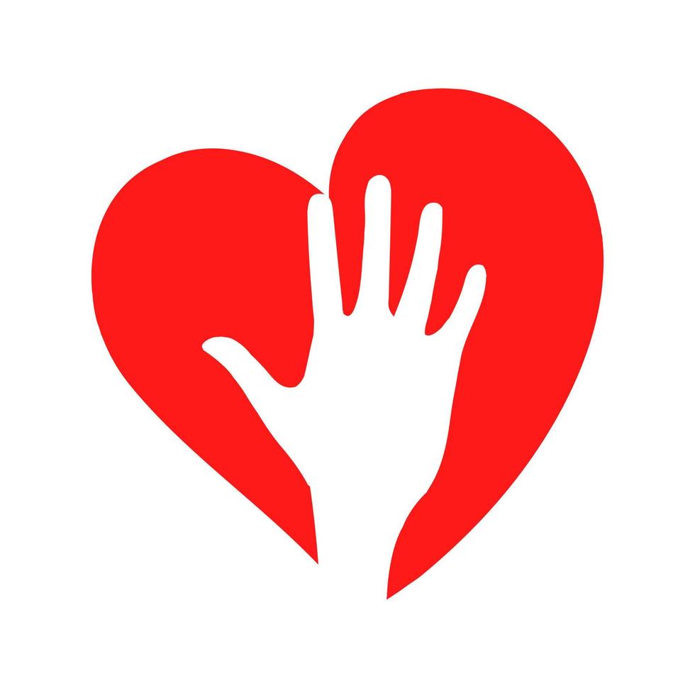 logotyp hjärta i en hand mall för alla hjärtans dag abstrakt vektor