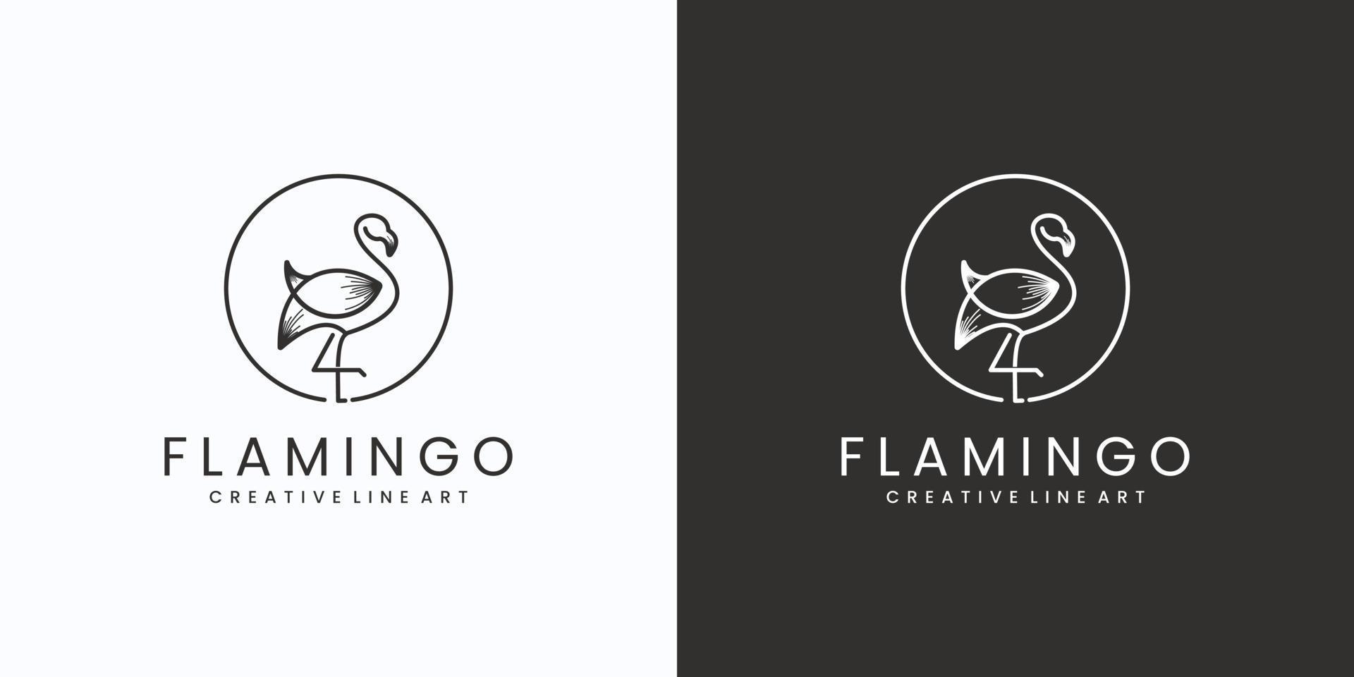 kreatives flamingo-linienlogo vektor