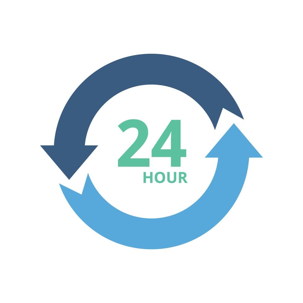 24-Stunden-Vektorsymbol, das für kommerzielle Arbeiten geeignet ist und leicht geändert oder bearbeitet werden kann vektor