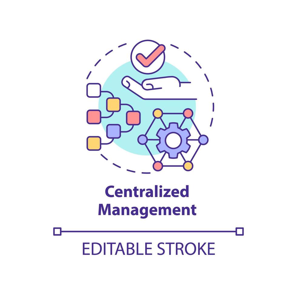 centraliserad förvaltning koncept ikon. nätverksbyggande. ucaas fördelar abstrakt idé tunn linje illustration. isolerade konturritning. redigerbar linje. arial, otaliga pro-bold typsnitt som används vektor