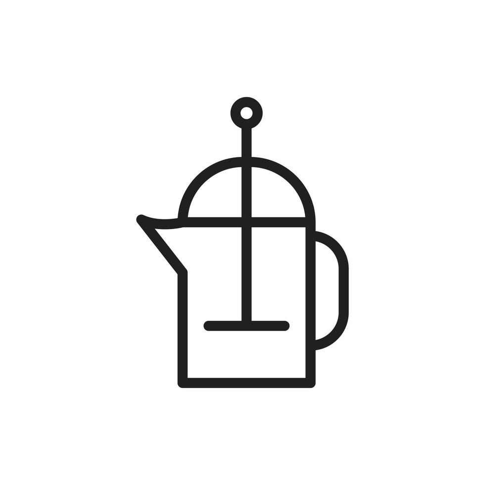 Symbol für Tee- oder Kaffeepresse für Website, Präsentationssymbol vektor