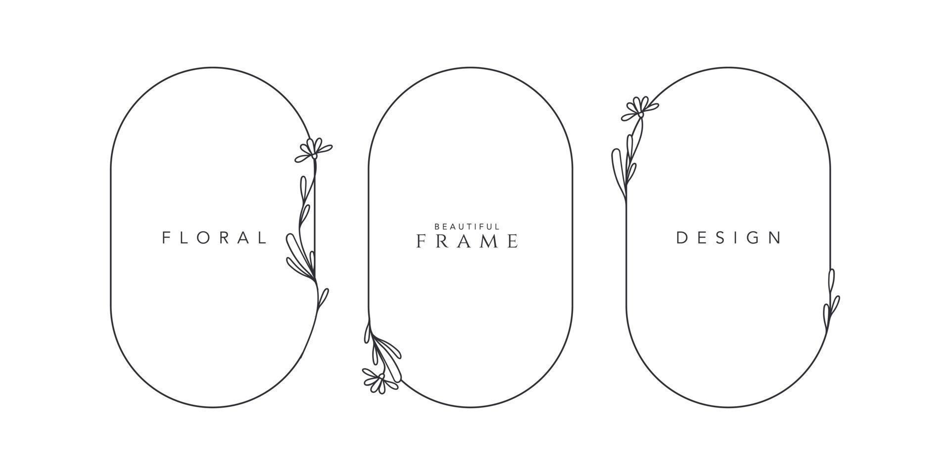 Rahmen Logo Hochzeitsrahmen ovale Einladungskartenvorlage handgezeichnete Vektorillustration vektor