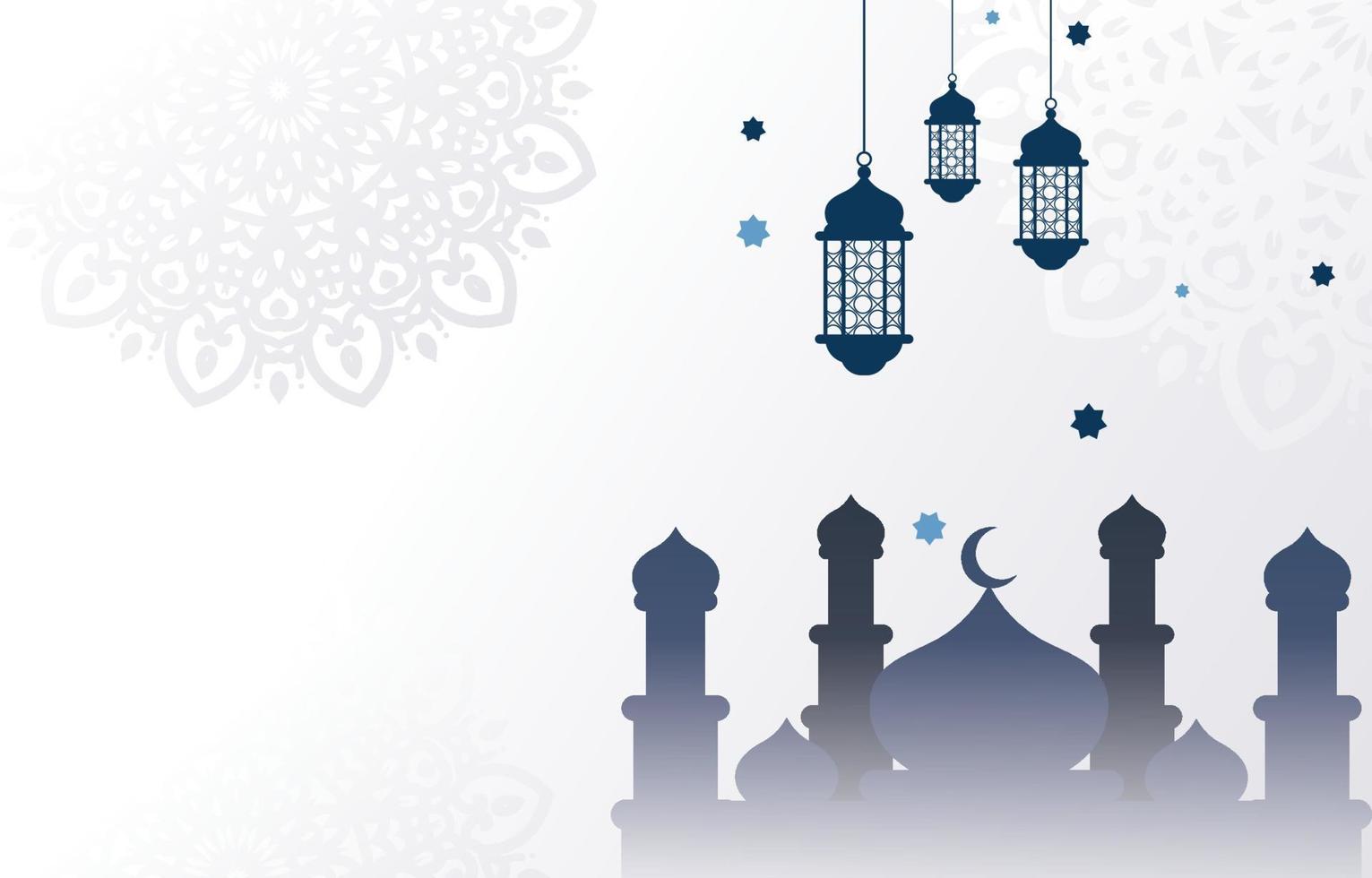 islamischer Hintergrund mit Silhouette Moschee und Laterne vektor