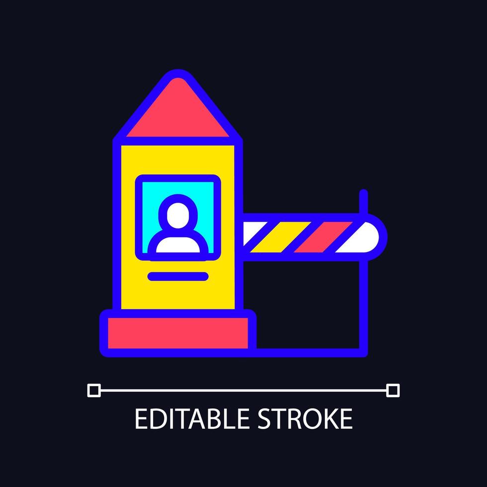 landgränskontrollpunkt rgb färgikon för mörkt tema. inspektion och kontroll. passerar gränsen. enkel fylld linjeteckning på nattlägesbakgrund. redigerbar linje. pixel perfekt. arial teckensnitt som används vektor