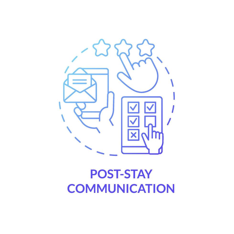efter vistelse kommunikation blå gradient koncept ikon. kontakta kund. beröringslöst system abstrakt idé tunn linje illustration. isolerade konturritning. roboto-medium, otaliga pro-bold typsnitt som används vektor