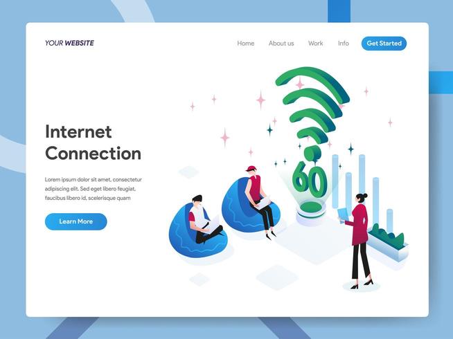 Landningssidamall för internetanslutning vektor