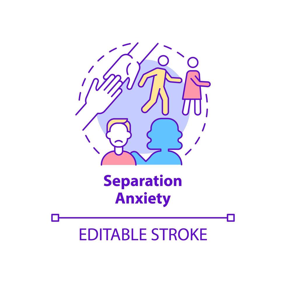 Symbol für das Konzept der Trennungsangst. Angst, jemanden zu verlieren. Angststörung abstrakte Idee dünne Linie Illustration. isolierte Umrisszeichnung. editierbarer Strich. Roboto-Medium, unzählige pro-fette Schriftarten verwendet vektor