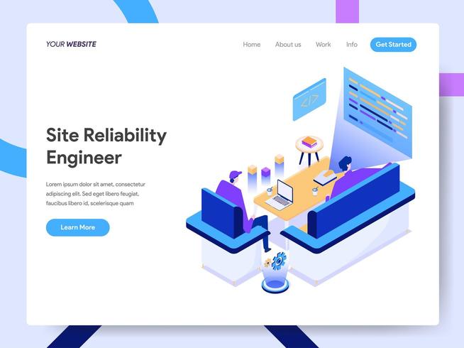 Målsida för landningssida för Engineer för webbplatstillförlitlighet vektor