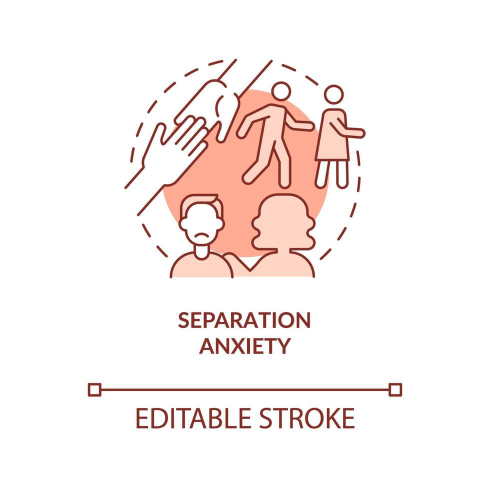 Symbol für das Konzept der Trennungsangst aus Terrakotta. Angst, jemanden zu verlieren. angst abstrakte idee dünne linie illustration. isolierte Umrisszeichnung. editierbarer Strich. Roboto-Medium, unzählige pro-fette Schriftarten verwendet vektor