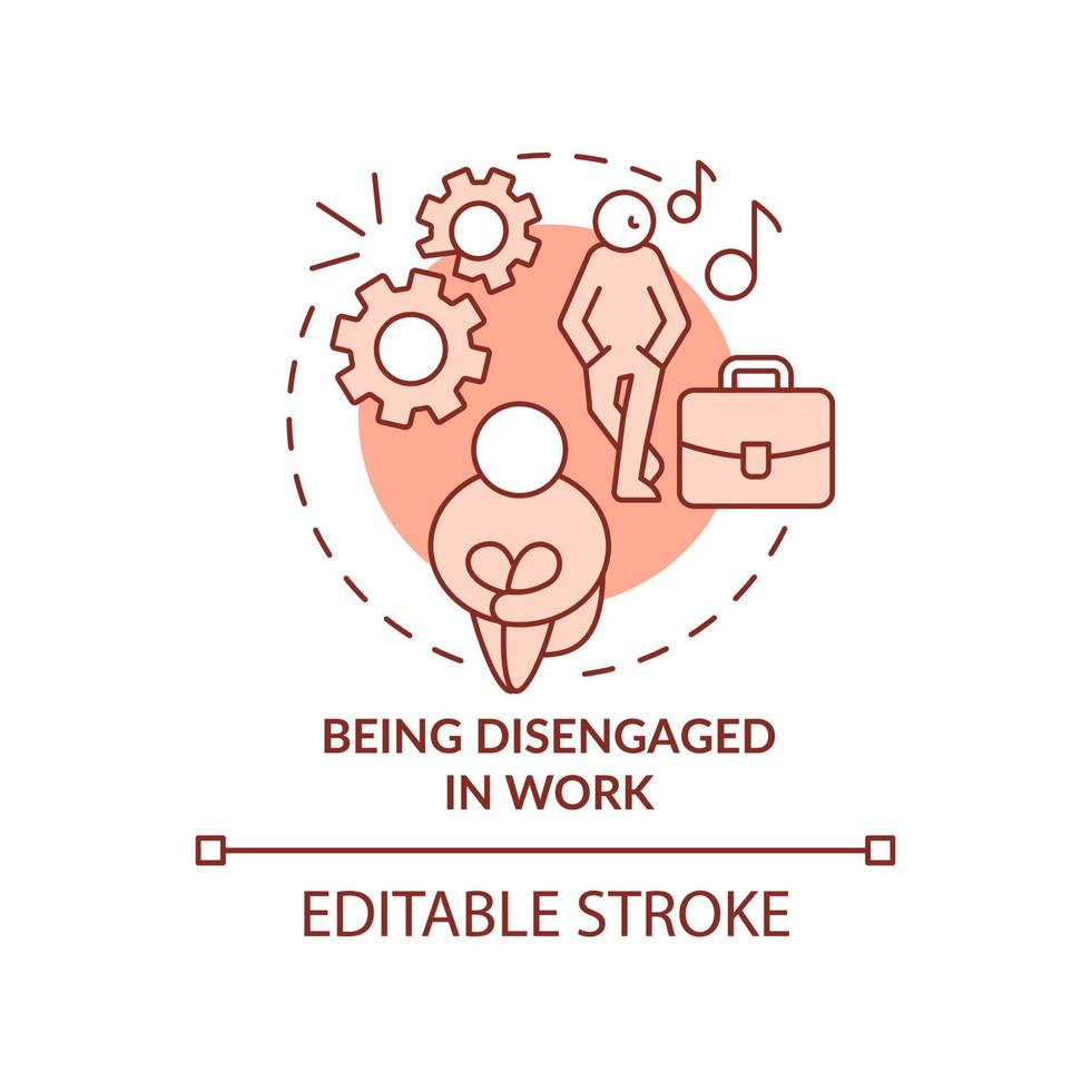 att vara oengagerad i arbetet terrakotta koncept ikon. utbrändhet och ångest abstrakt idé tunn linje illustration. isolerade konturritning. redigerbar linje. roboto-medium, otaliga pro-bold typsnitt som används vektor