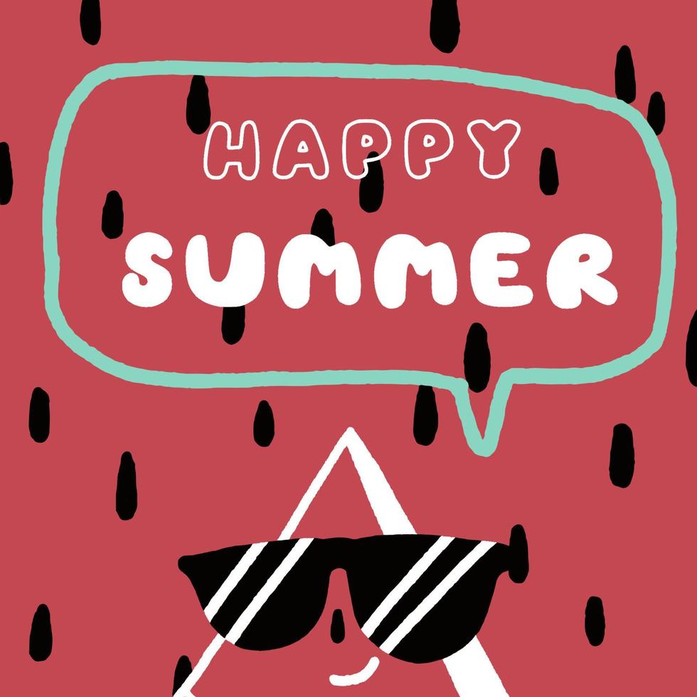 glad sommar med vattenmelon bär solglasögon doodle vektor