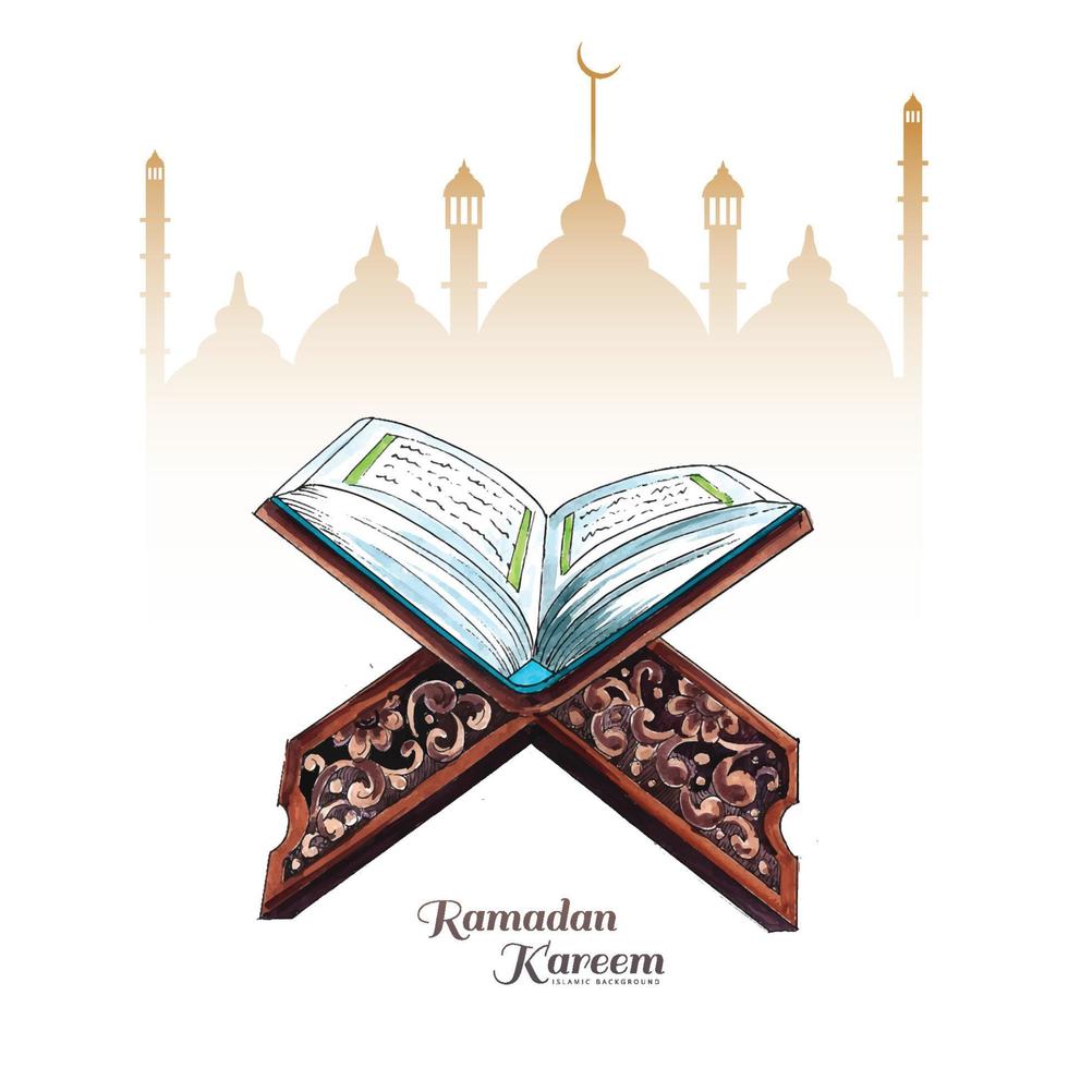 schönes ramadan kareem heiliges buch des korans für muslimischen feiertagshintergrund vektor