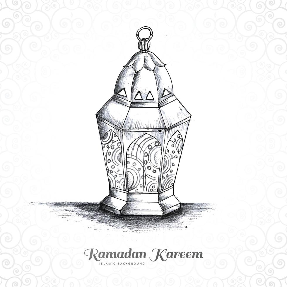 hand rita arabiska lampor skiss kort design vektor