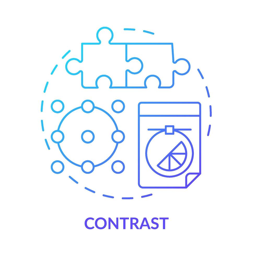 kontrast blå gradient koncept ikon. instrument för designerarbete. principer för grafisk design abstrakt idé tunn linje illustration. isolerade konturritning. otaliga pro-bold teckensnitt som används vektor