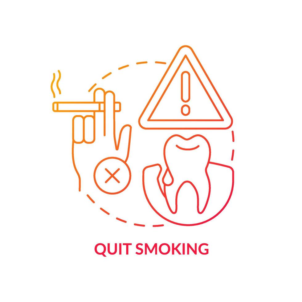 sluta röka röd gradient koncept ikon. periodontal sjukdom förebyggande abstrakt idé tunn linje illustration. tandlossning risk att undvika. isolerade konturritning. otaliga pro-bold teckensnitt som används vektor