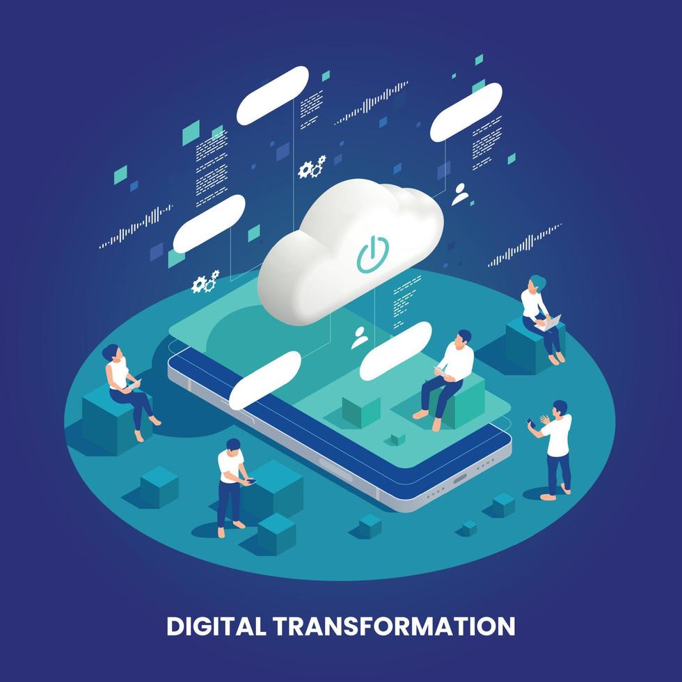 digital transformation isometrisk vektor