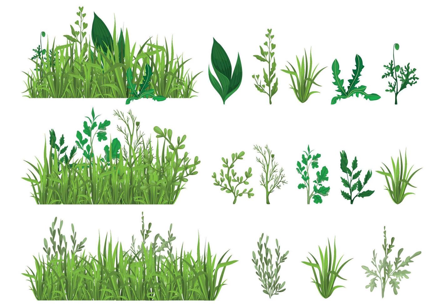 grönt gräs realistisk uppsättning vektor