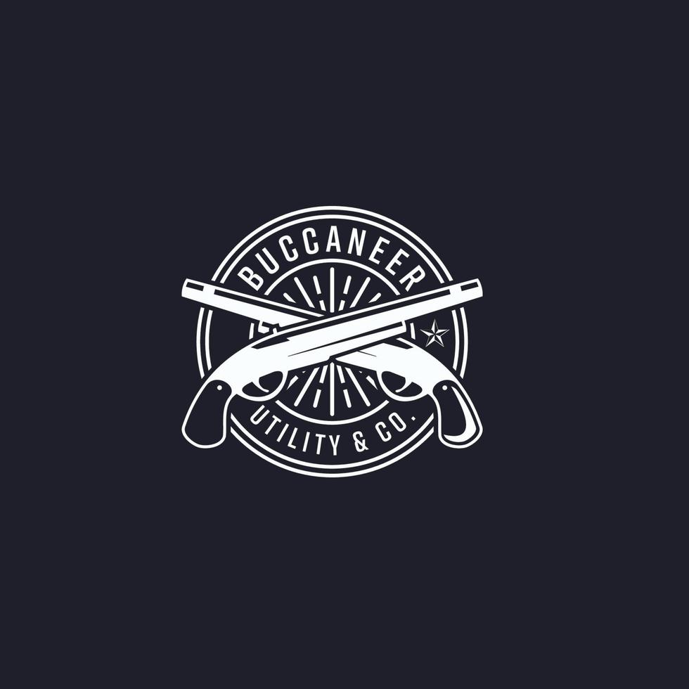 Waffe Abzeichen Logo Vektor Icon Illustration Design Premium-Vektor