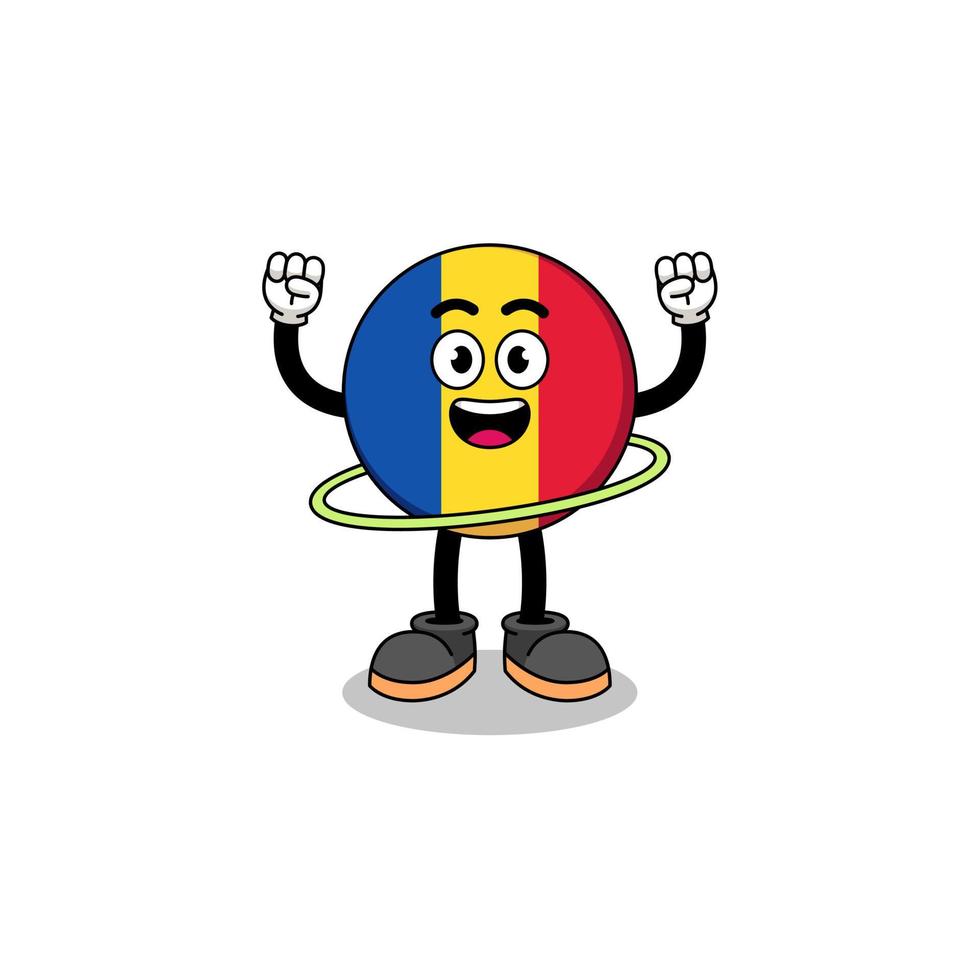 karaktär illustration av Rumänien flagga spelar hula hoop vektor